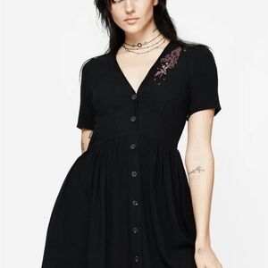 Disturbia Black Midi Dress with Embroidery